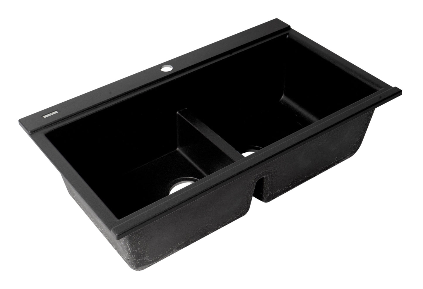 ALFI brand AB3418DBDI 33" Granite Composite Workstation Step Rim Double Bowl Drop In Sink with Accessories