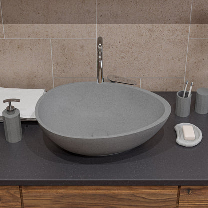 ALFI brand  ABCO21O 21" Solid Concrete Tear Drop Above Mount Vessel Sink