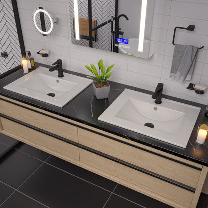 ALFI brand  ABC803 White 25" Rectangular Drop In Ceramic Sink with Faucet Hole