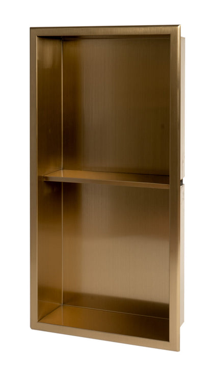 ALFI brand ABNP1224 12" x 24" Stainless Steel Vertical Double Shelf Shower Niche