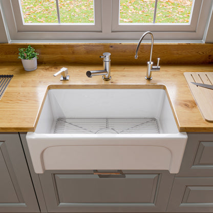 ALFI brand AB3018ARCH Arched Apron Thick Wall Fireclay Single Bowl Farm Sink