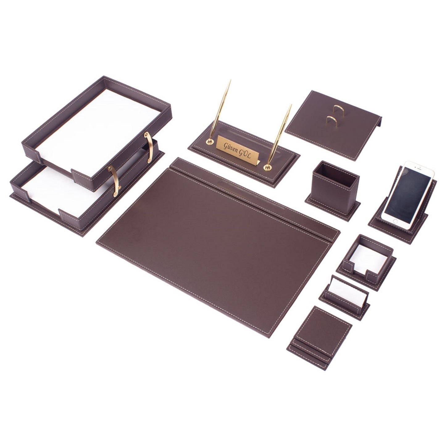 MOOG Luxury Desk Set - Double Document Tray- Black- 13 PCS