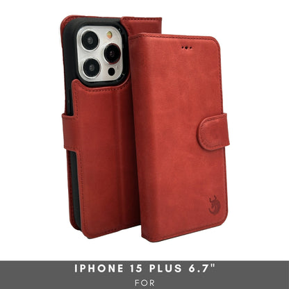Vegas Premium Leather iPhone 15 Plus Wallet Case with MagSafe | Detachable RFID Blocking Luxury Wallet
