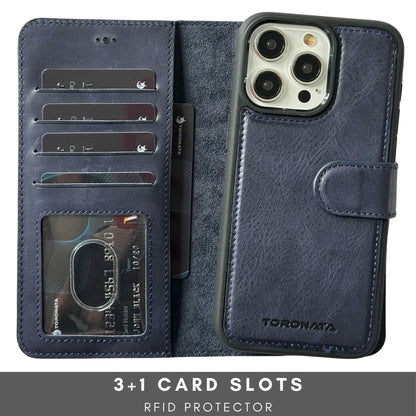 Vegas Premium Leather iPhone 15 Pro Wallet Case with MagSafe | Detachable RFID Blocking Luxury Wallet