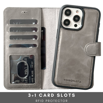 Vegas Premium Leather iPhone 15 Pro Wallet Case with MagSafe | Detachable RFID Blocking Luxury Wallet
