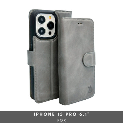 Vegas Premium Leather iPhone 15 Pro Wallet Case with MagSafe | Detachable RFID Blocking Luxury Wallet