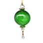 Ribbed Sphere Glass With Gold Accents - Green