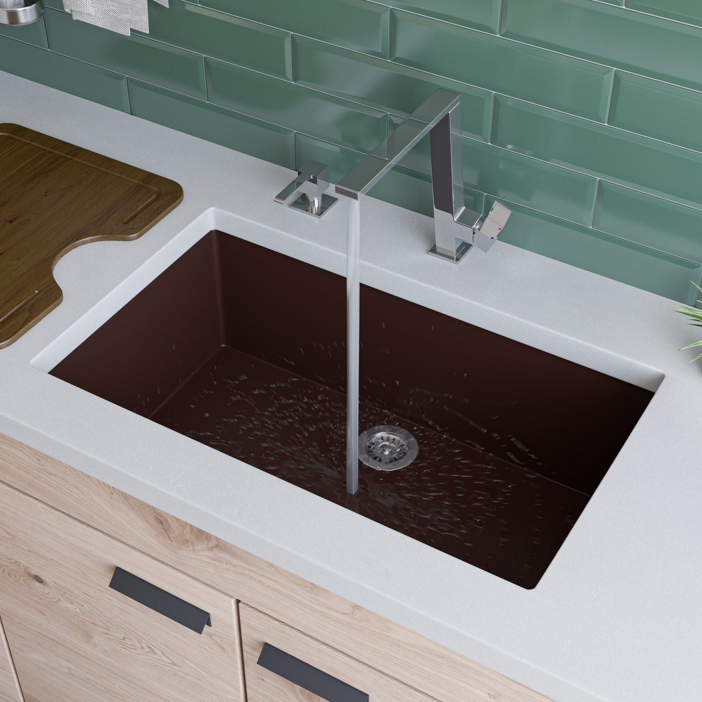 ALFI brand AB3020UM 30" Undermount Single Bowl Granite Composite Kitchen Sink