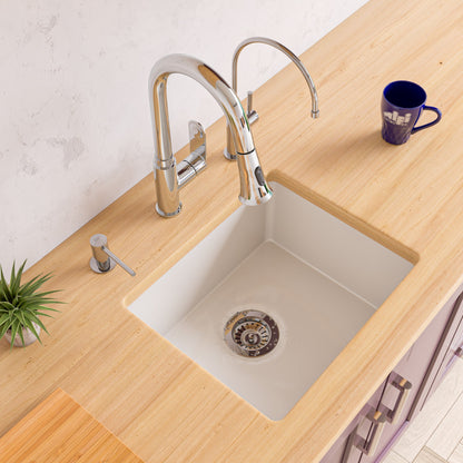 ALFI brand  AB2017 20" White Single Bowl Fireclay Undermount Kitchen Sink