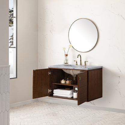 Amberly 36" Single Vanity Cabinet, Mid-Century Walnut