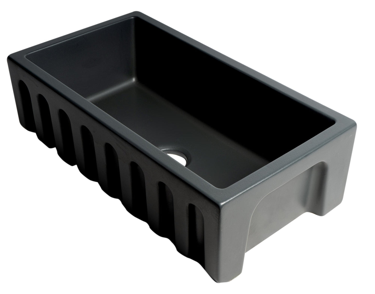 ALFI brand AB3318HS 33" x 18" Reversible Fluted / Smooth Fireclay Farm Sink