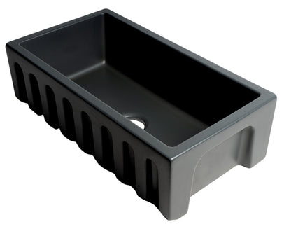 ALFI brand AB3318HS 33" x 18" Reversible Fluted / Smooth Fireclay Farm Sink