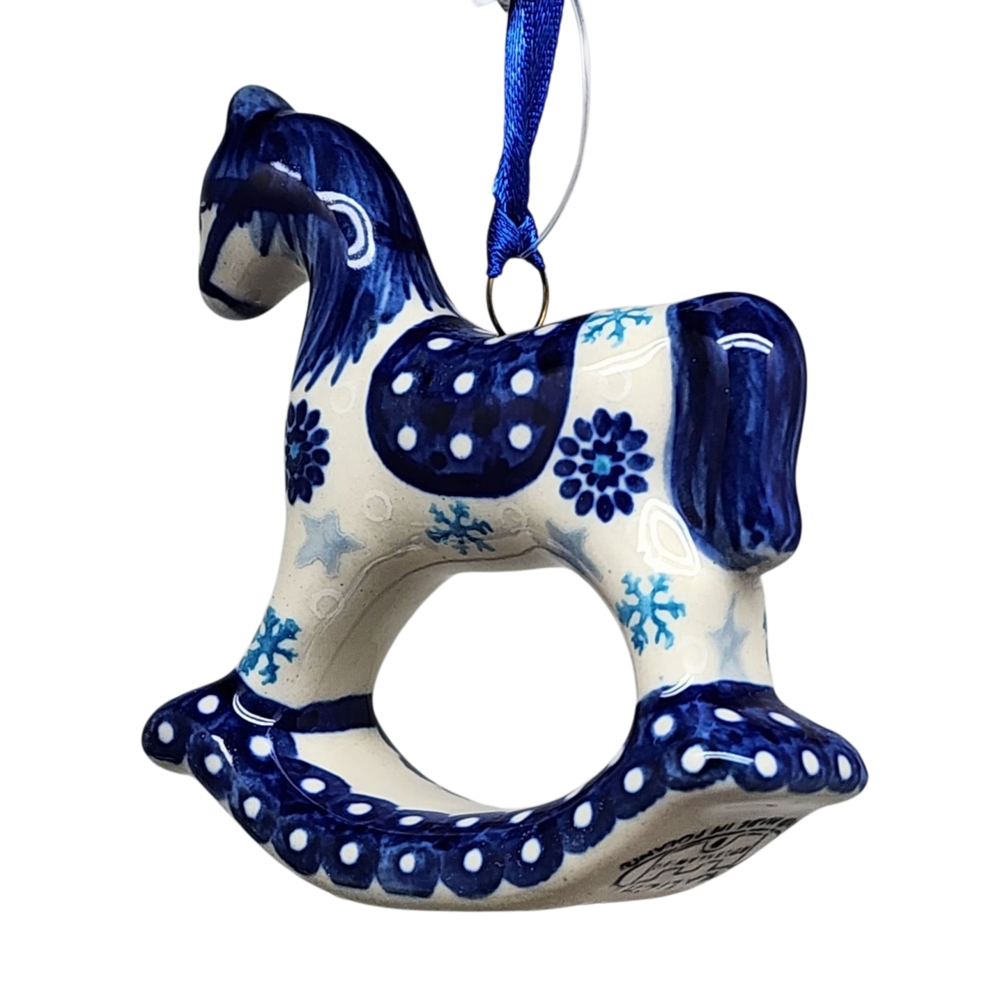 Rocking Horse Ornament - Blue Meadow Pattern