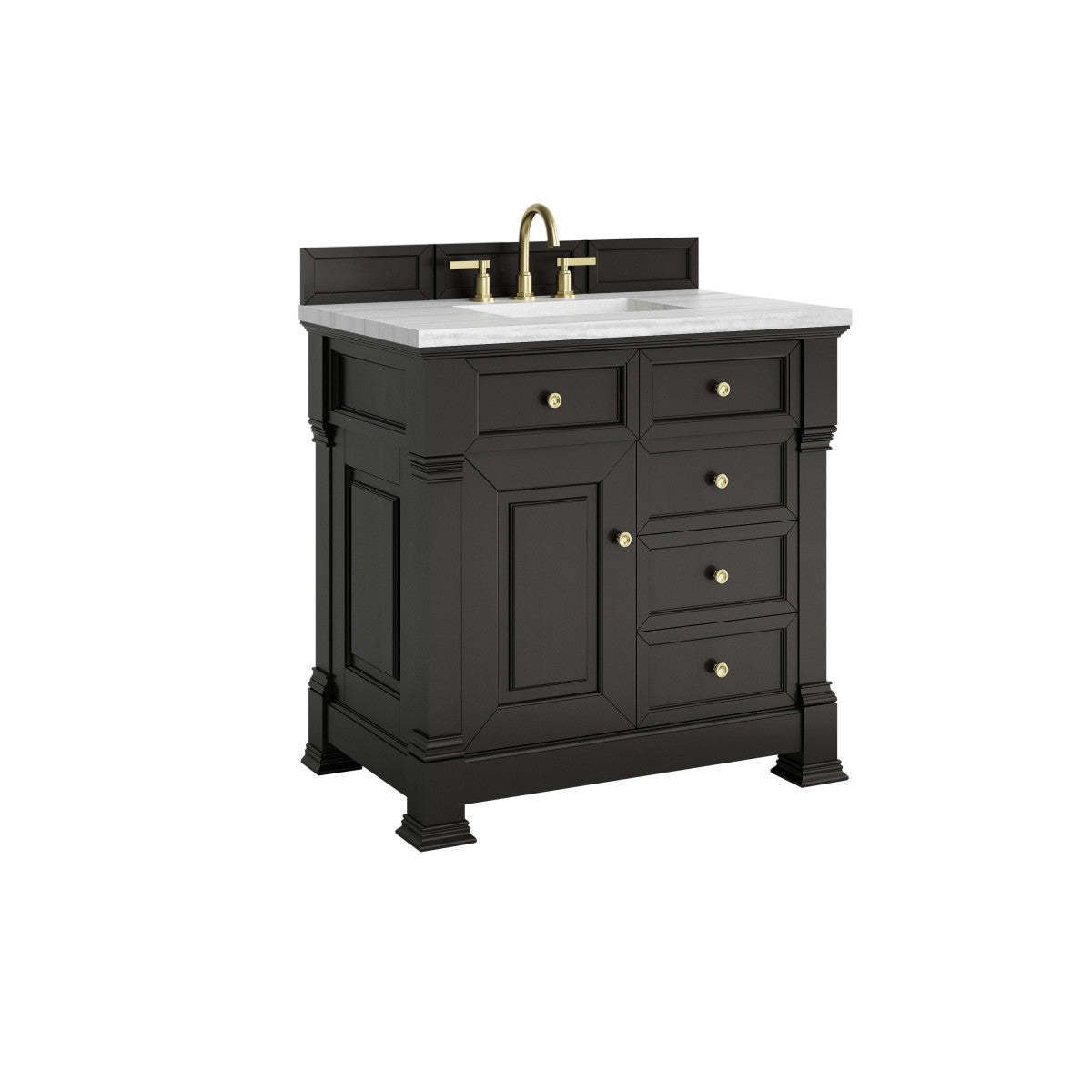James Martin 547-V36 Brookfield 36” Single Vanity – Black Onyx / Honey Oak / Pearl Charcoal