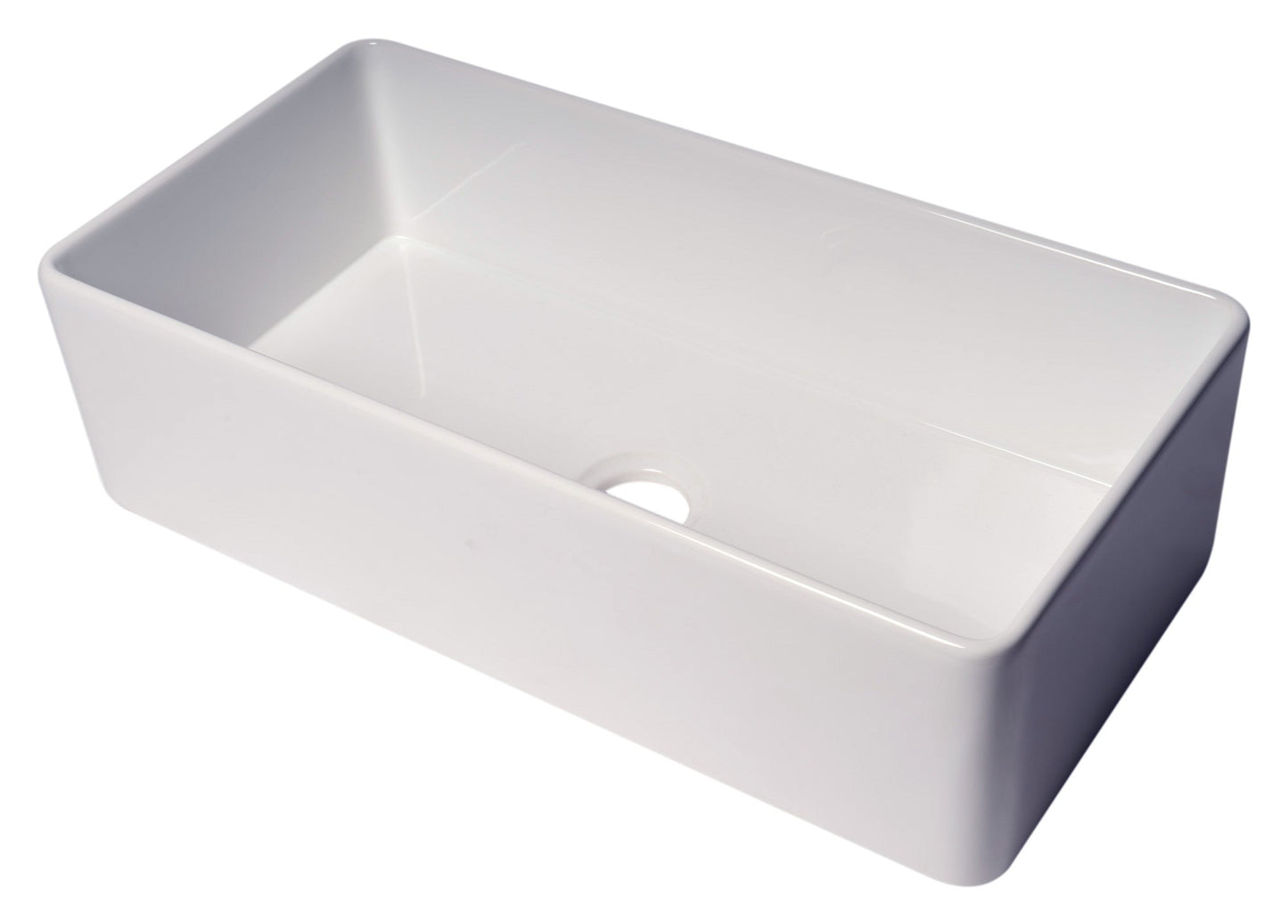ALFI brand ABF3618 Smooth Apron 36" x 18" Single Bowl Fireclay Farm Sink