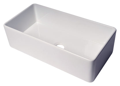 ALFI brand ABF3618 Smooth Apron 36" x 18" Single Bowl Fireclay Farm Sink