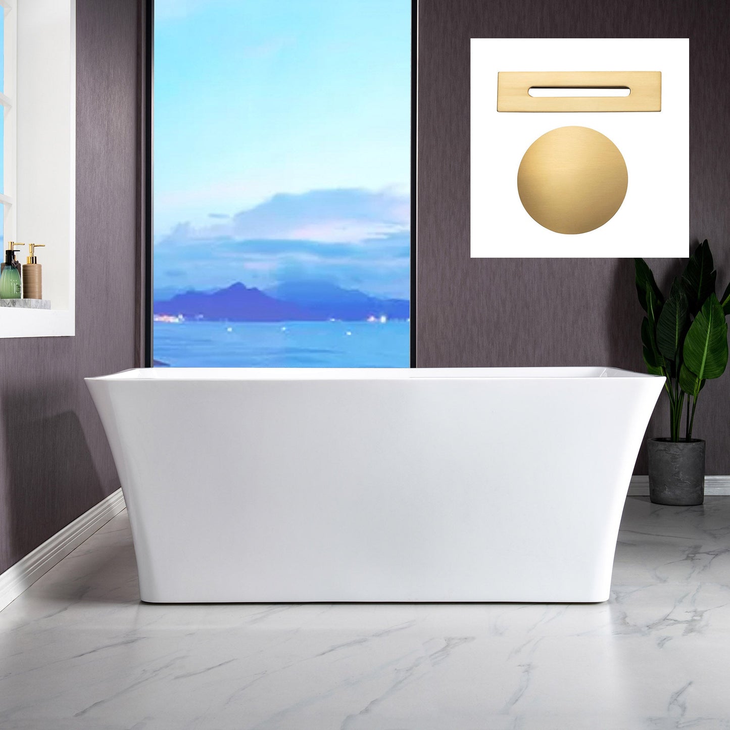 WOODBRIDGE 59" Acrylic Freestanding Bathtub Contemporary Soaking Tub