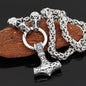 Vikings Geri and Freki Mjolnir Stainless Steel Necklace