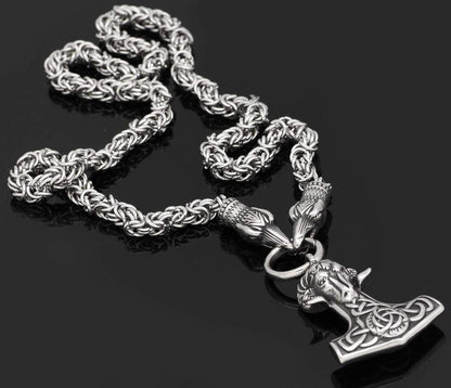 Vikings Huginn Munnin Stainless Steel Ram Pendant Necklace