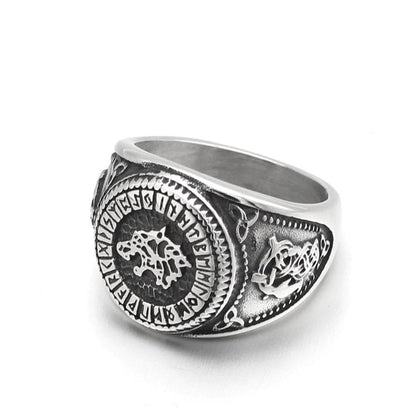 Vikings Wolf Rune Triquetra Stainless Steel Ring