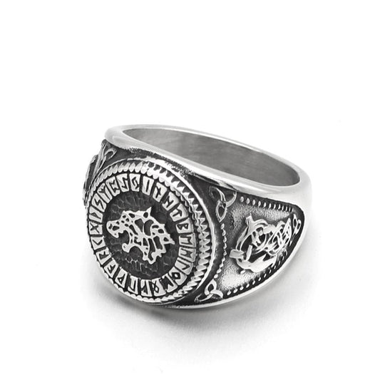 Vikings Wolf Rune Triquetra Stainless Steel Ring