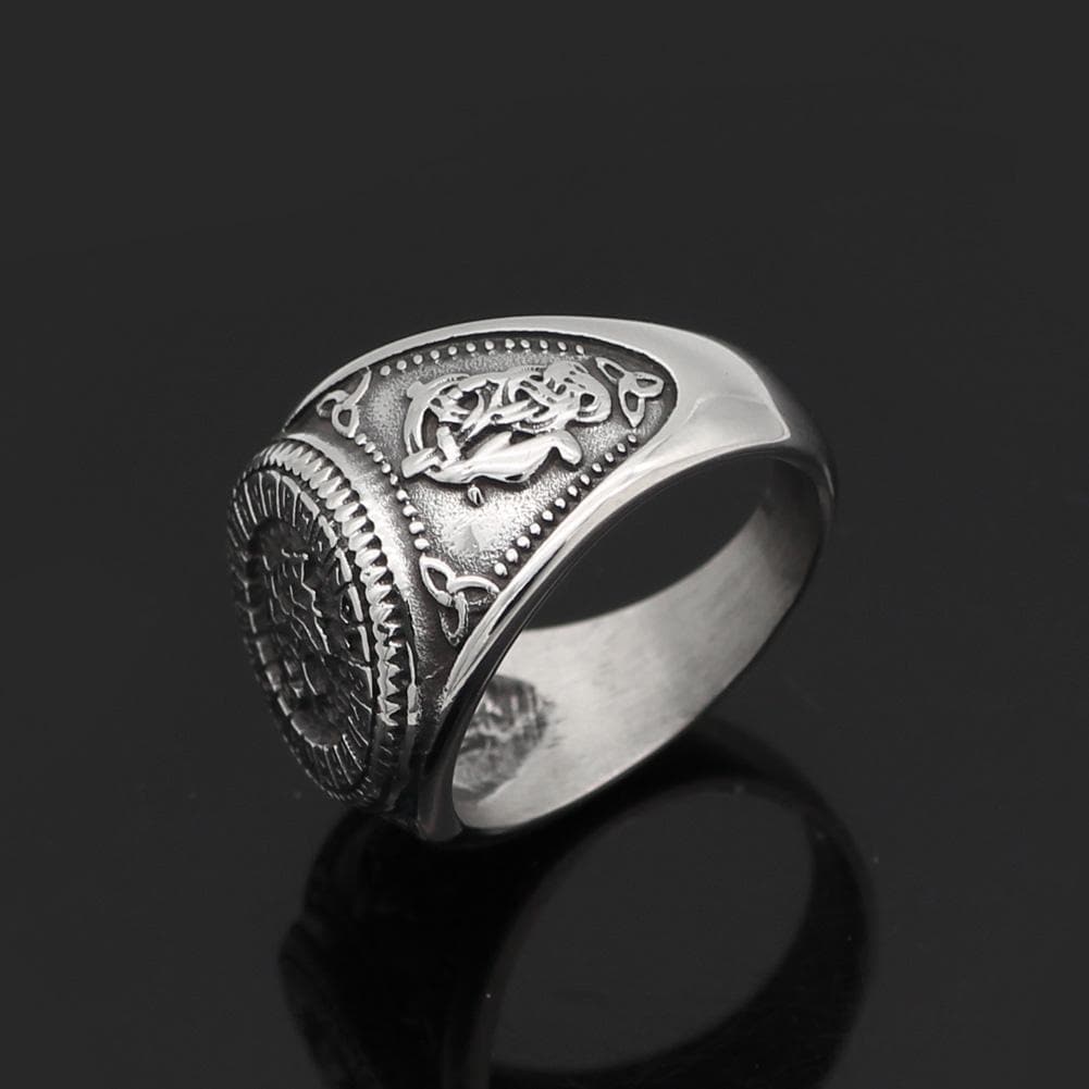 Vikings Wolf Rune Triquetra Stainless Steel Ring