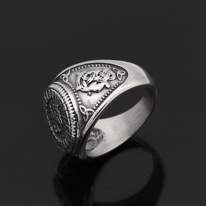 Vikings Wolf Rune Triquetra Stainless Steel Ring