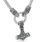 Vikings Mjolnir Wolf-Head Stainless Steel Necklace