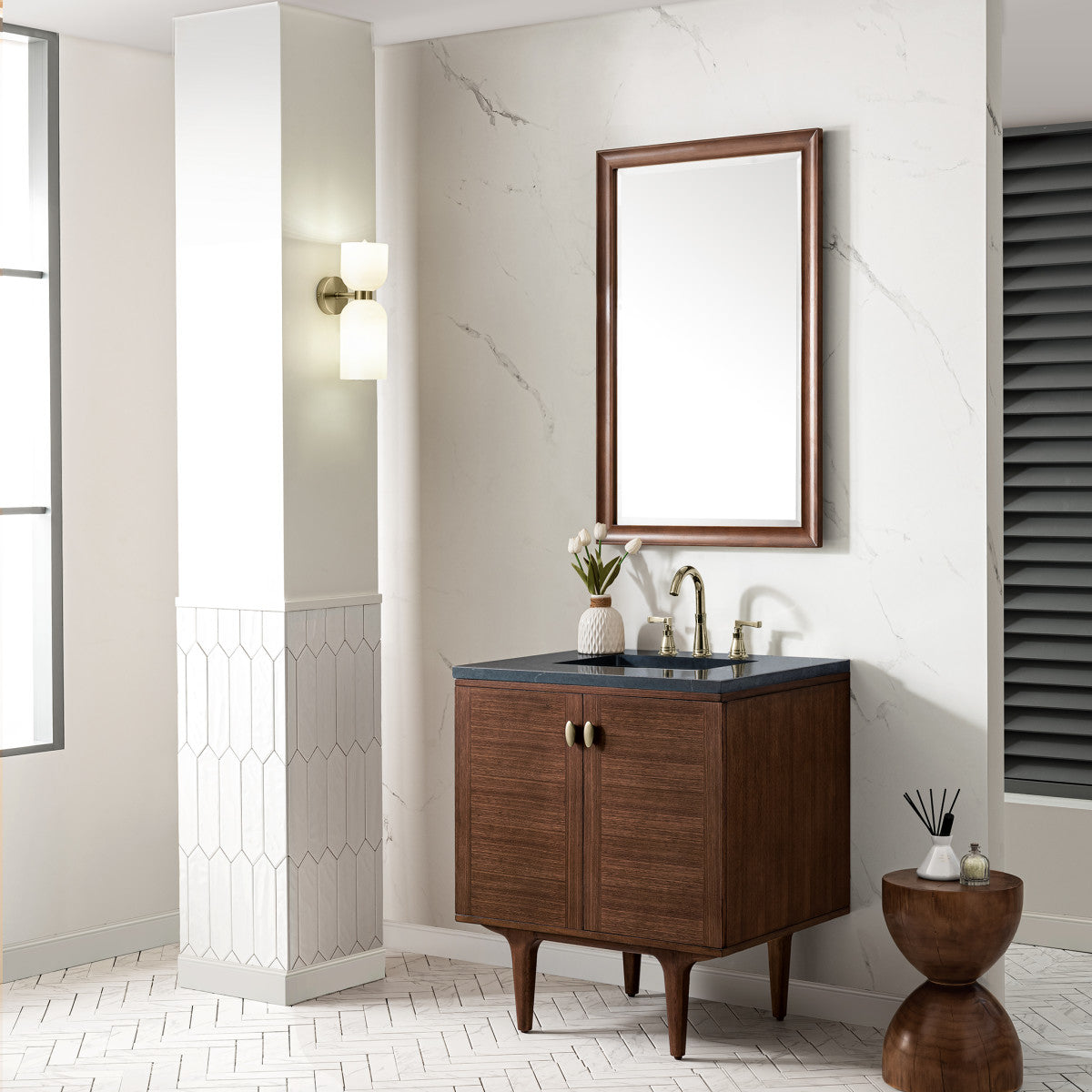 Amberly 30" Single Vanity Cabinet, Mid-Century Walnut