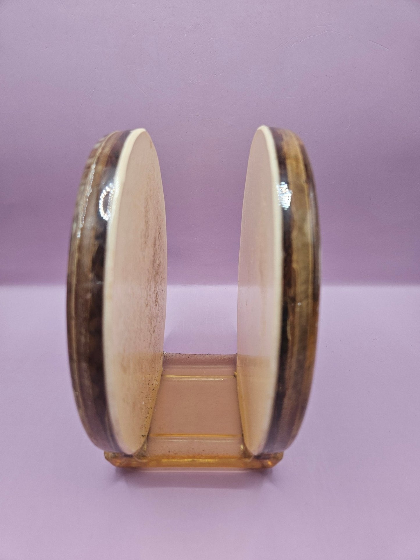 Vintage 1970s Circular Lucite Napkin Holder with Seed and Grain Design