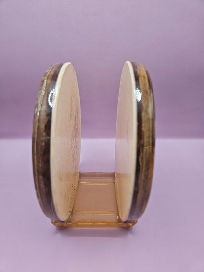 Vintage 1970s Circular Lucite Napkin Holder with Seed and Grain Design