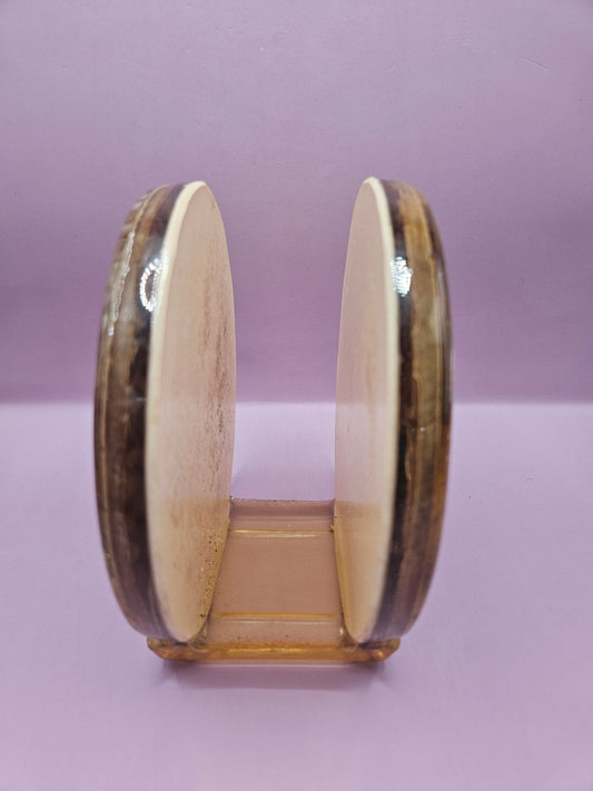 Vintage 1970s Circular Lucite Napkin Holder with Seed and Grain Design