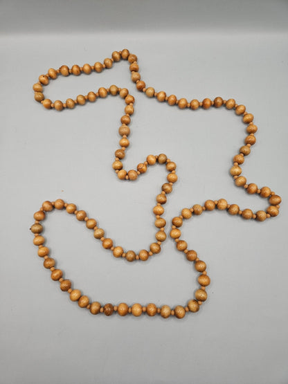 Vintage 24" Wood Bead Necklace – Natural Boho Style