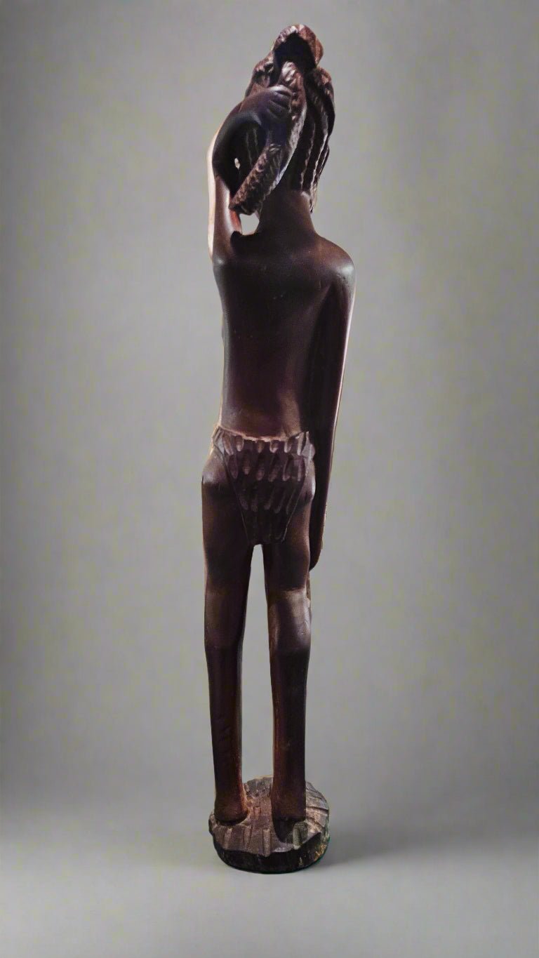 Vintage African Tribal Solid Wood Sculpture – 26.5"x4.75"