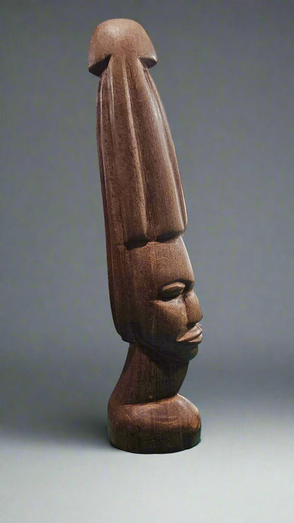 Vintage African Tribal Statue – Solid Wood 16"x3.5"