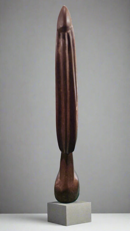 Vintage African Tribal Statue – Solid Wood 16"x3.5"