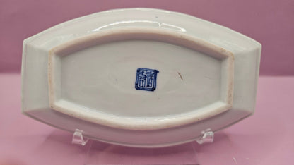 Vintage Blue & White Porcelain Boat-Shaped Dishes - 6.5"x3.7" Elegant Asian-Inspired Tableware