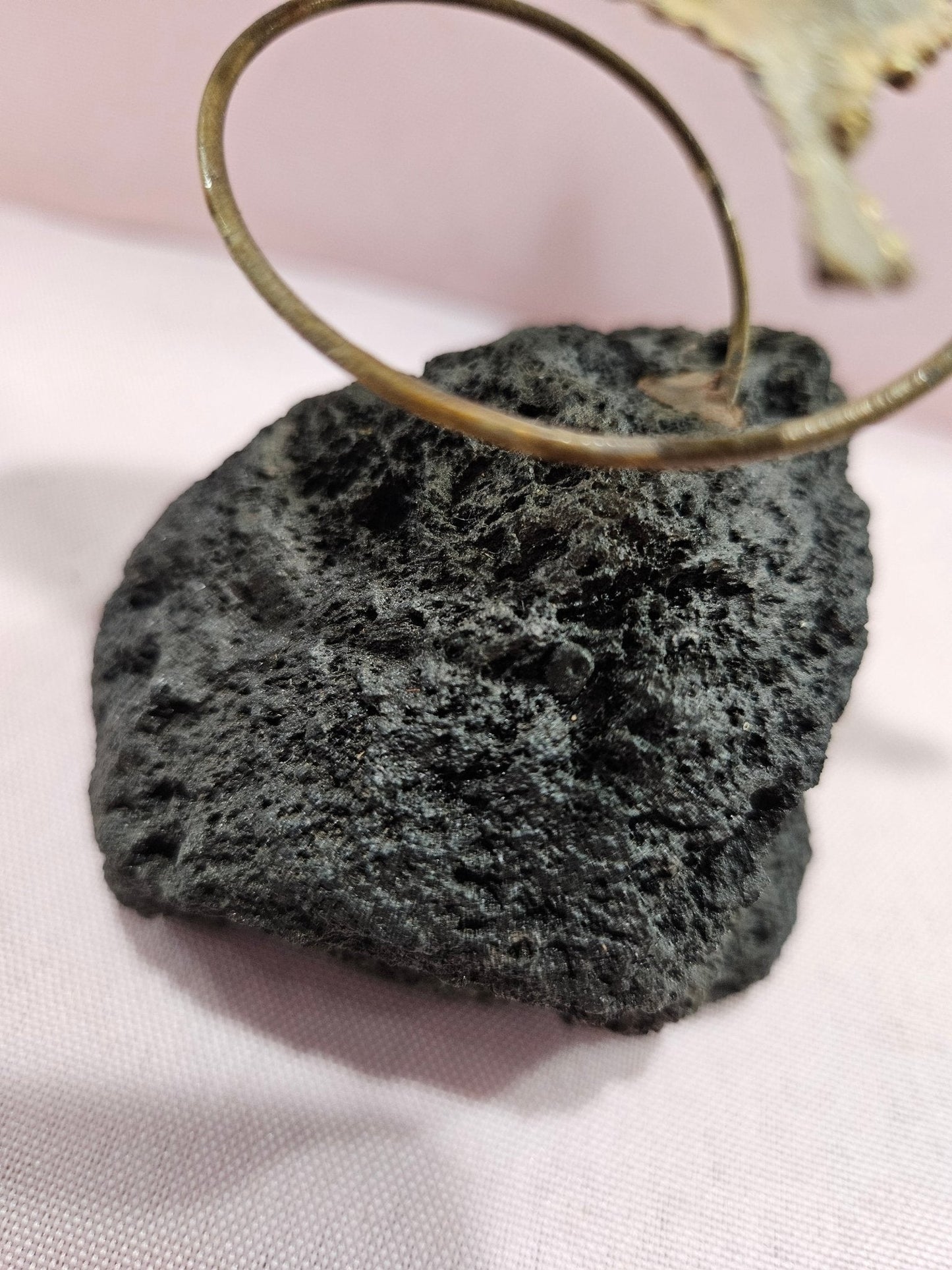 Vintage Brutalist Brass Butterfly Art On Mineral Stone