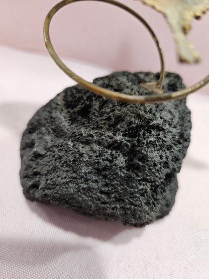 Vintage Brutalist Brass Butterfly Art On Mineral Stone