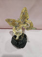 Vintage Brutalist Brass Butterfly Art On Mineral Stone
