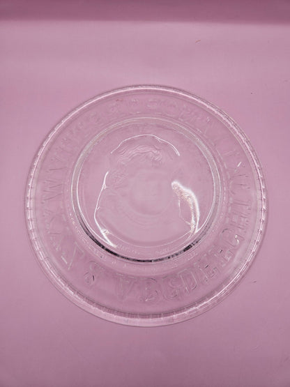 Vintage Clear Pressed Glass Child’s Plate with Alphabet & Little Girl Cameo – 8"