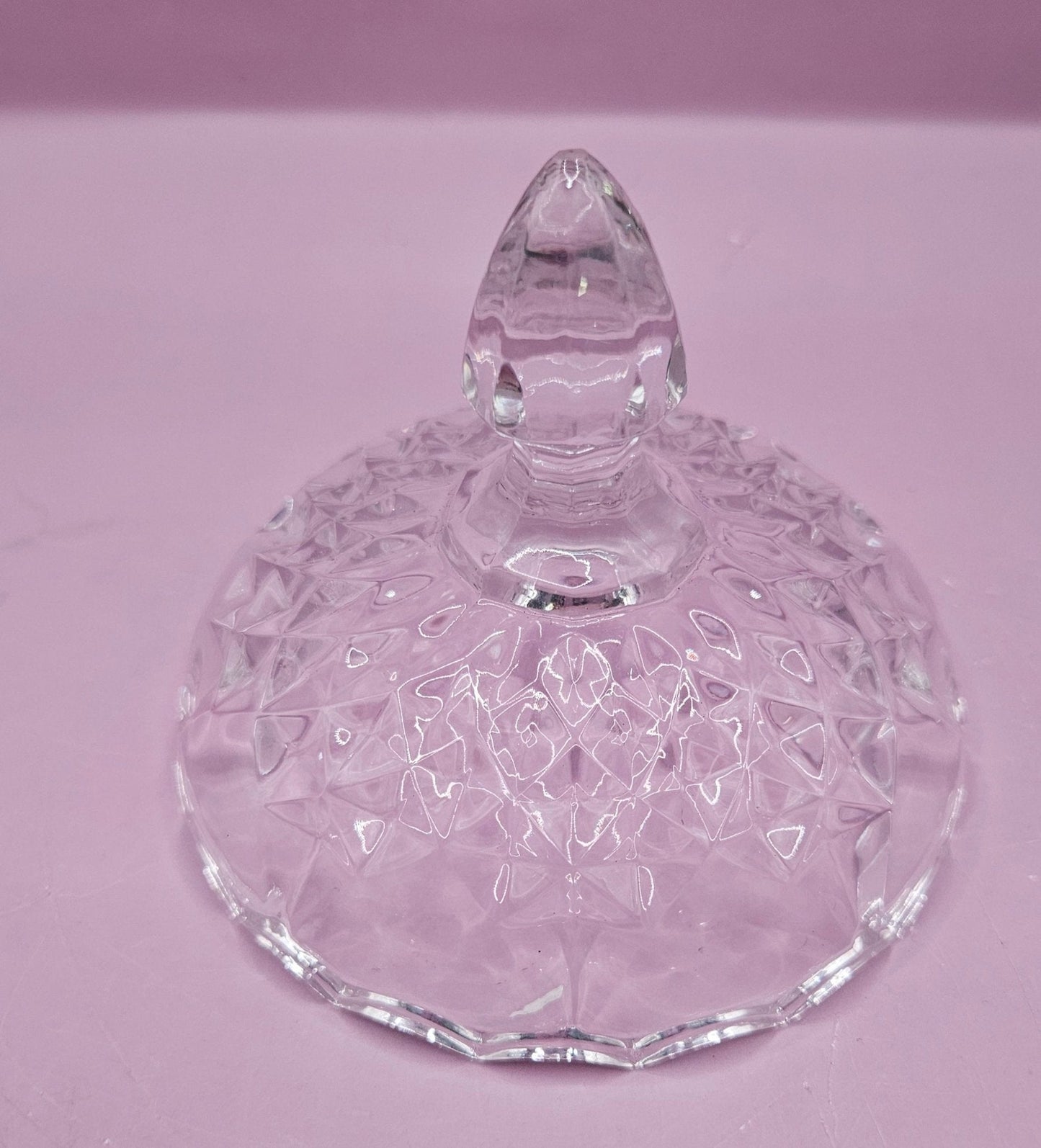 Vintage Crystal Pedestal Candy Dish with Lid – 6.5" x 4" – Elegant Cut Glass