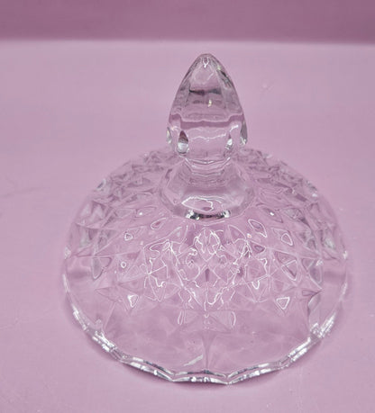 Vintage Crystal Pedestal Candy Dish with Lid – 6.5" x 4" – Elegant Cut Glass
