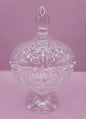 Vintage Crystal Pedestal Candy Dish with Lid – 6.5" x 4" – Elegant Cut Glass