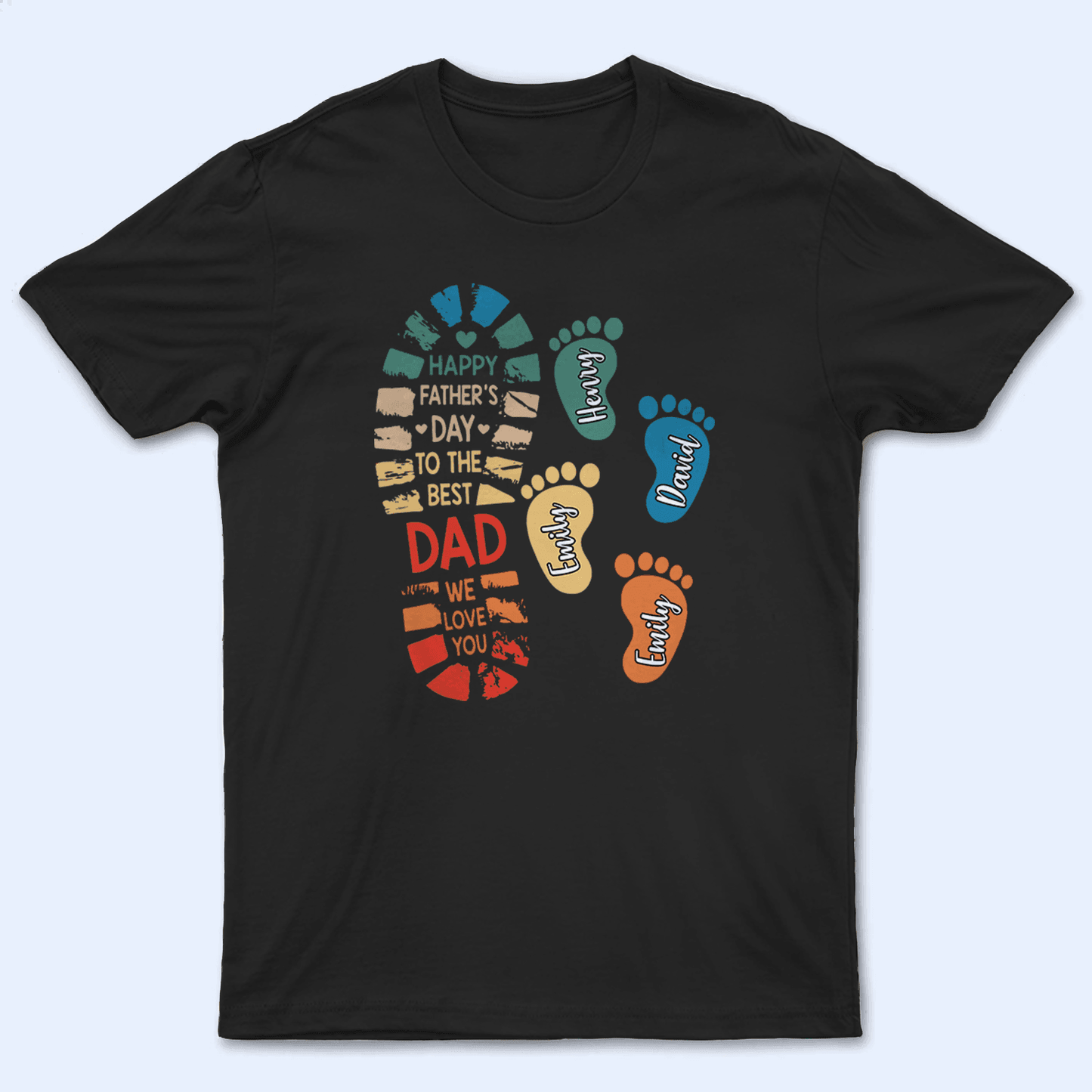 Vintage Fathers and Childs Footprints - Personalized Custom T Shirt - Birthday, Loving, Funny Gift for Grandfather/Dad/Father, Husband, Grandparent