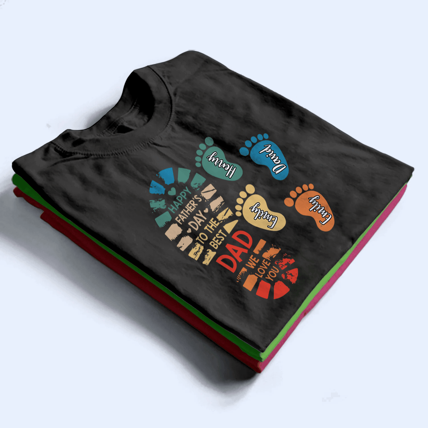 Vintage Fathers and Childs Footprints - Personalized Custom T Shirt - Birthday, Loving, Funny Gift for Grandfather/Dad/Father, Husband, Grandparent