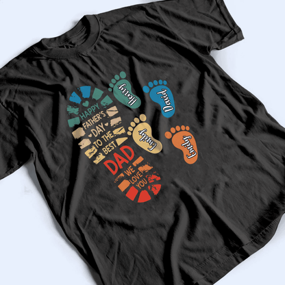 Vintage Fathers and Childs Footprints - Personalized Custom T Shirt - Birthday, Loving, Funny Gift for Grandfather/Dad/Father, Husband, Grandparent