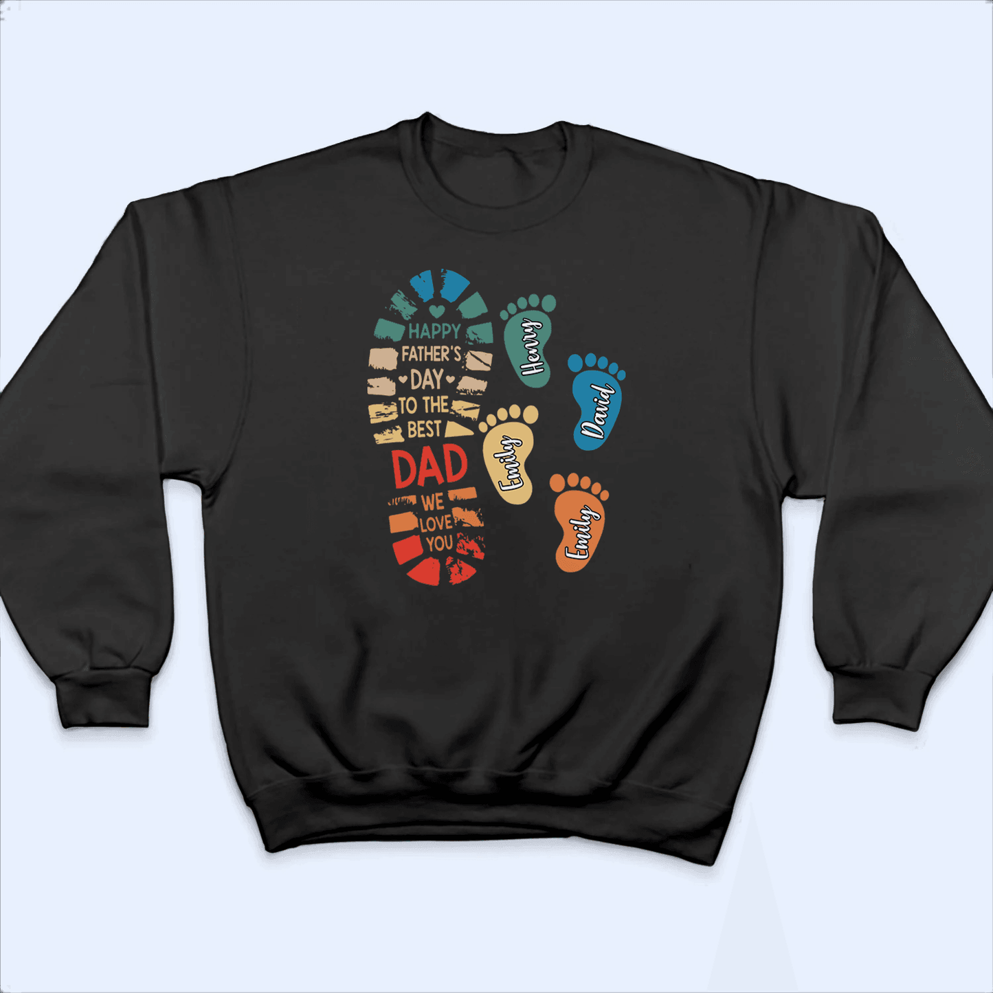 Vintage Fathers and Childs Footprints - Personalized Custom T Shirt - Birthday, Loving, Funny Gift for Grandfather/Dad/Father, Husband, Grandparent