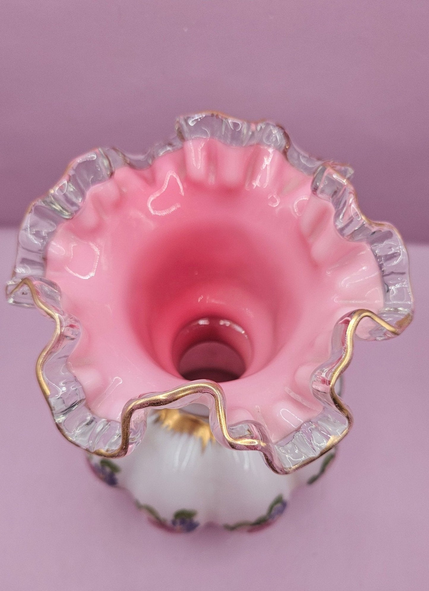 Vintage Fenton Charleton Roses Melon Vase – Hand-Painted Floral Glass (8.5" x 6.5")