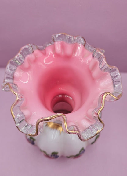 Vintage Fenton Charleton Roses Melon Vase – Hand-Painted Floral Glass (8.5" x 6.5")